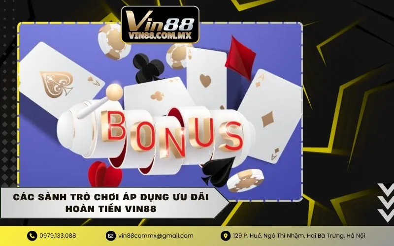 Các sảnh trò chơi áp dụng ưu đãi hoàn tiền Vin88